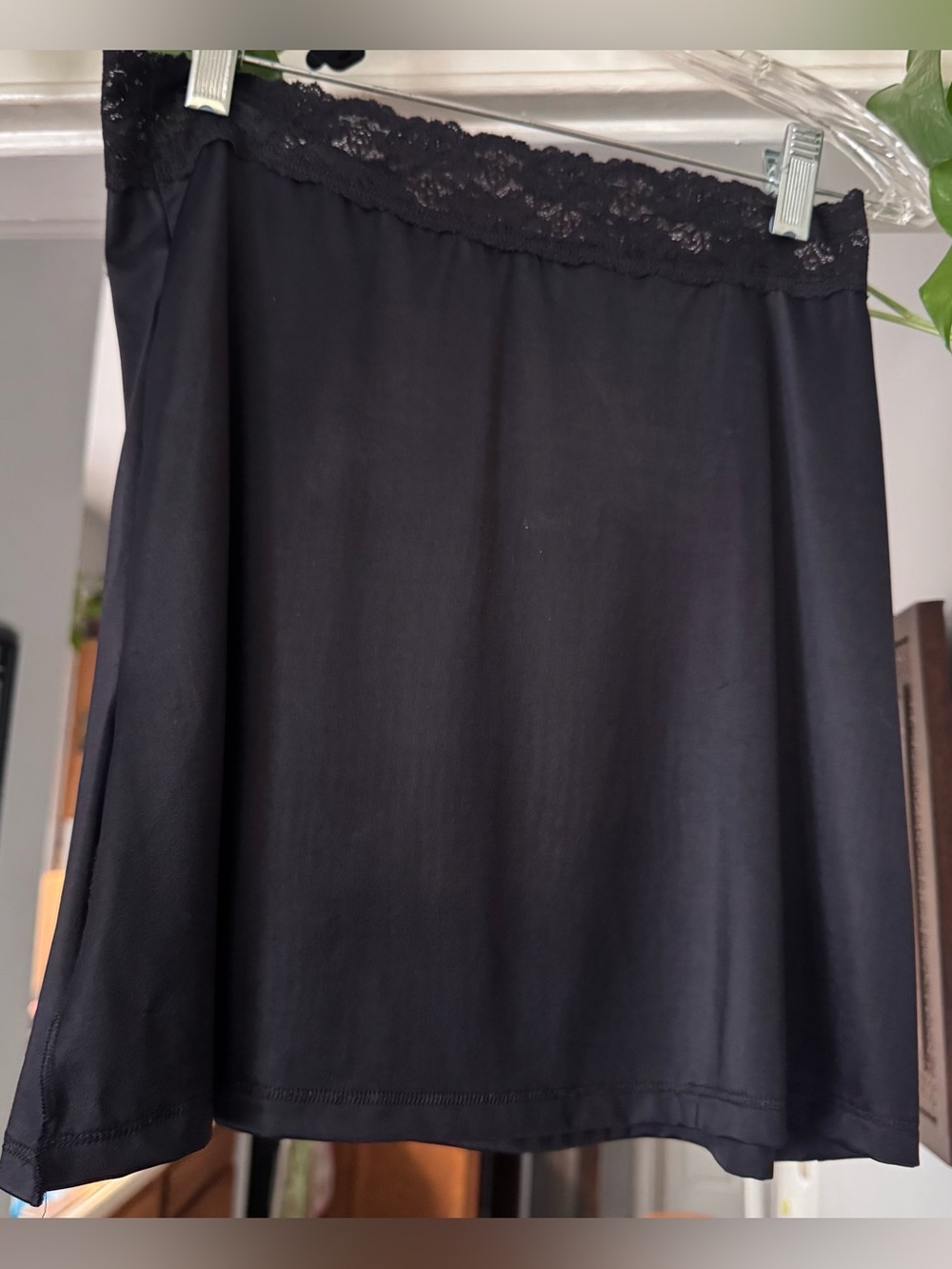 Black lace slip lingerie skirt with slit mini short mid thigh vintage style